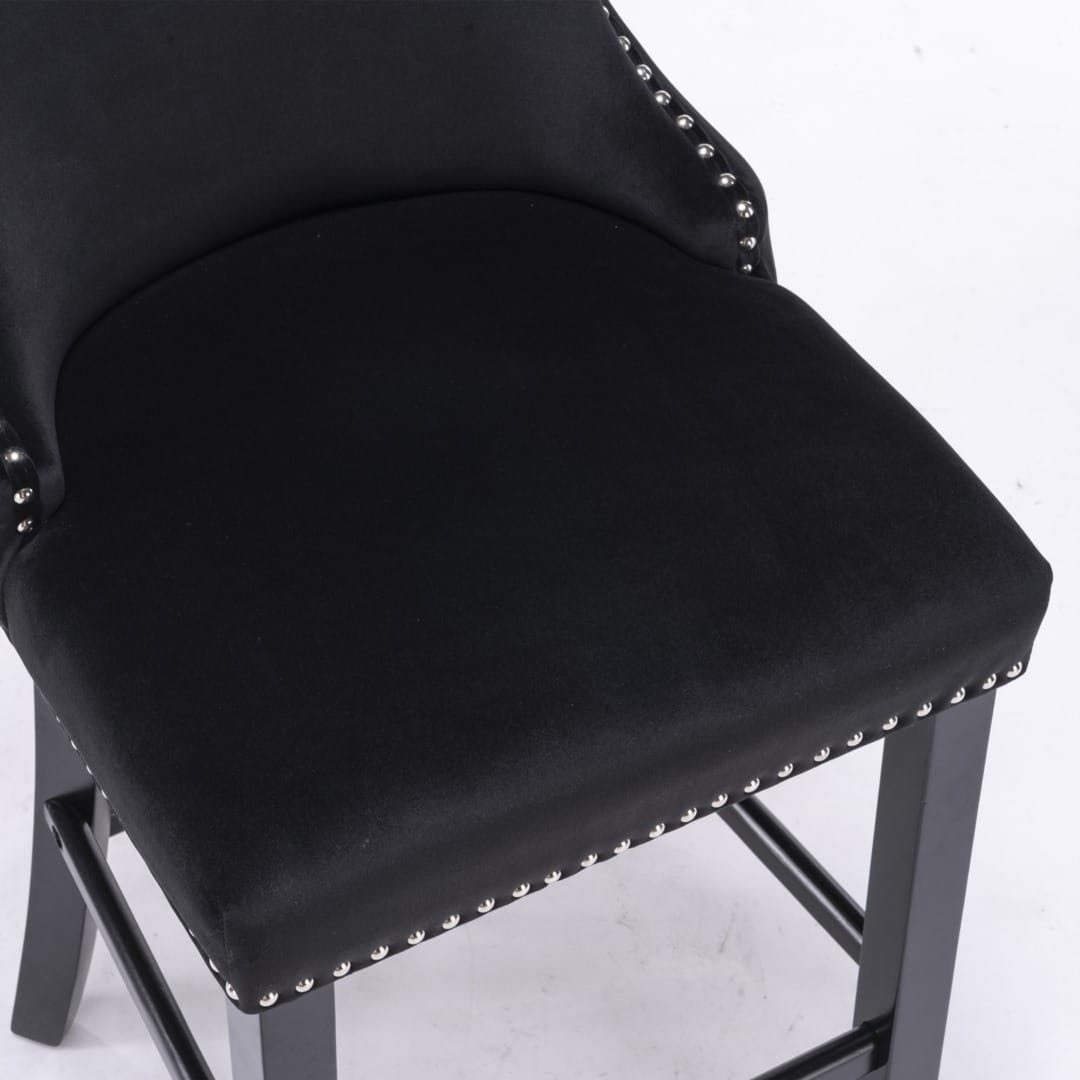 Velvet Bar Stools Black Tufted