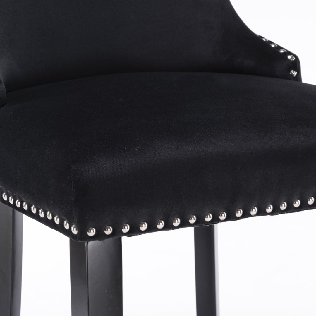 Velvet Bar Stools Black Tufted