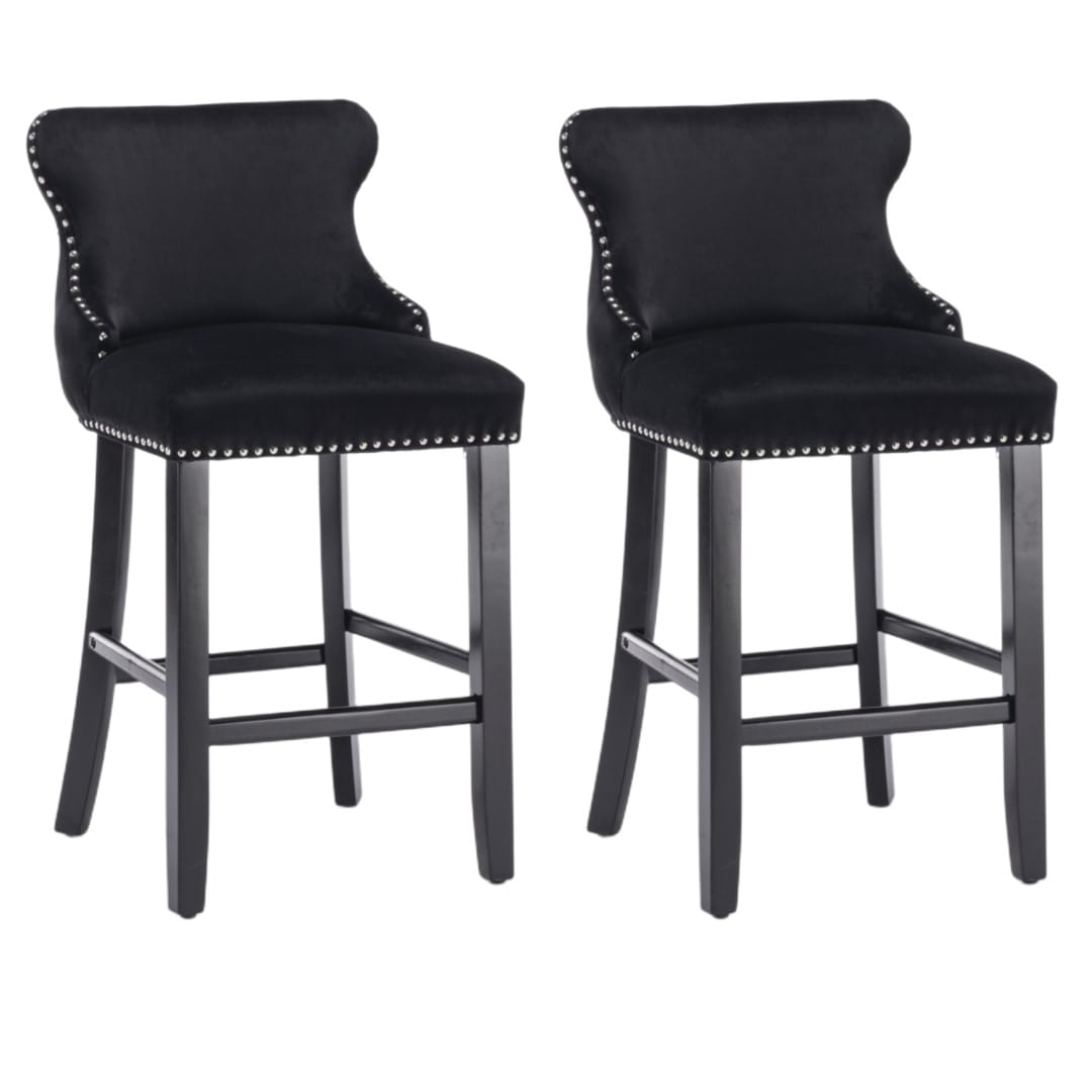 Velvet Bar Stools Black Tufted