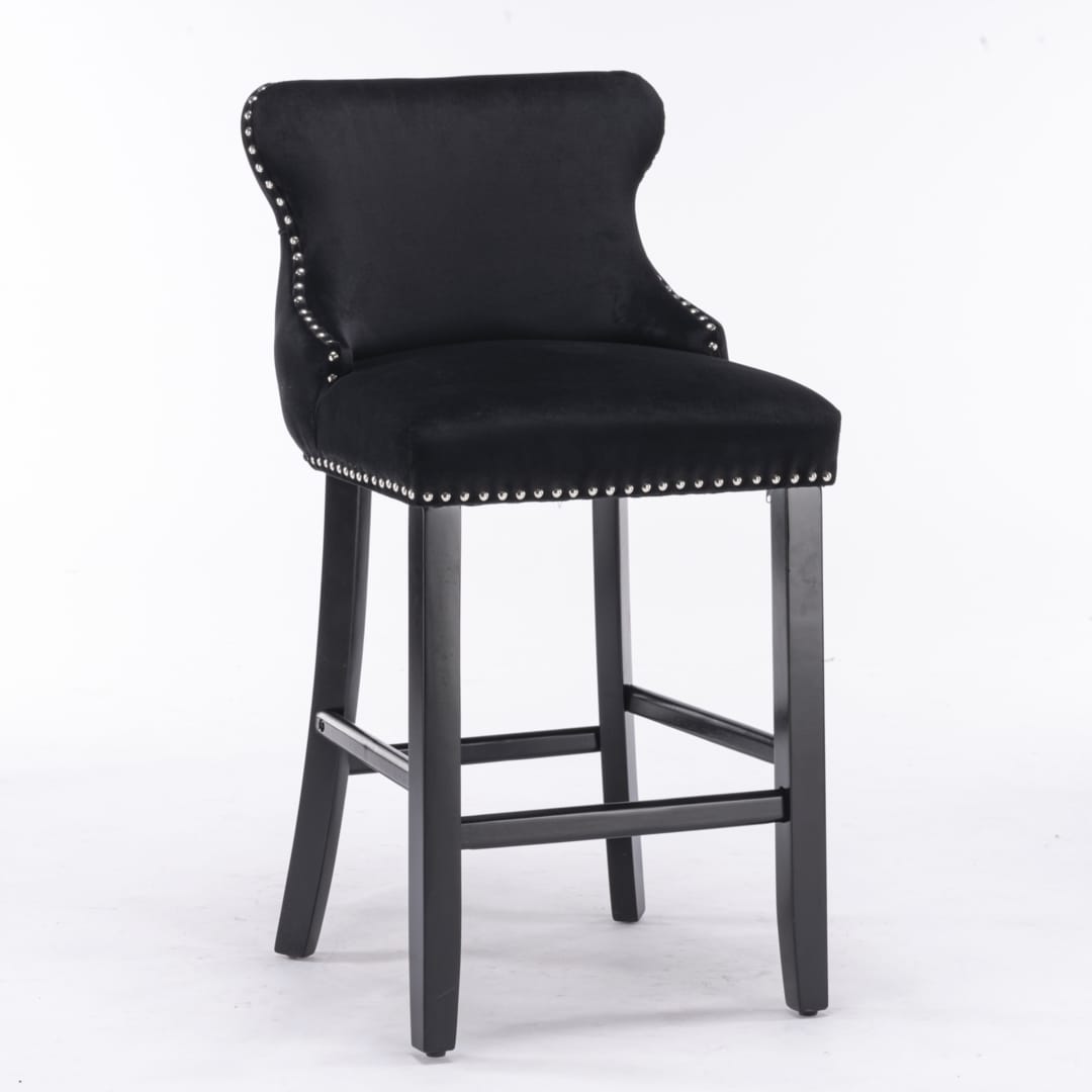 Velvet Bar Stools Black Tufted