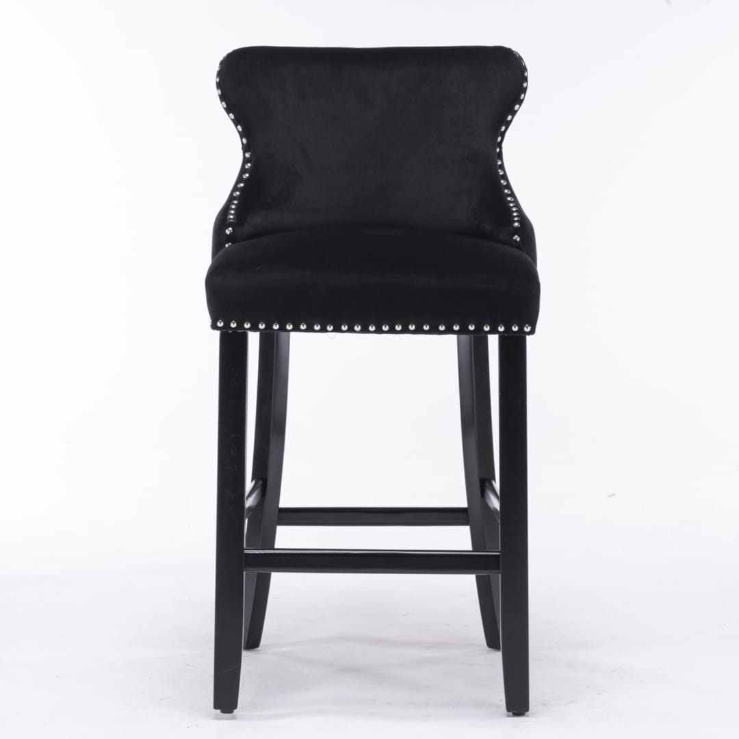 Velvet Bar Stools Black Tufted