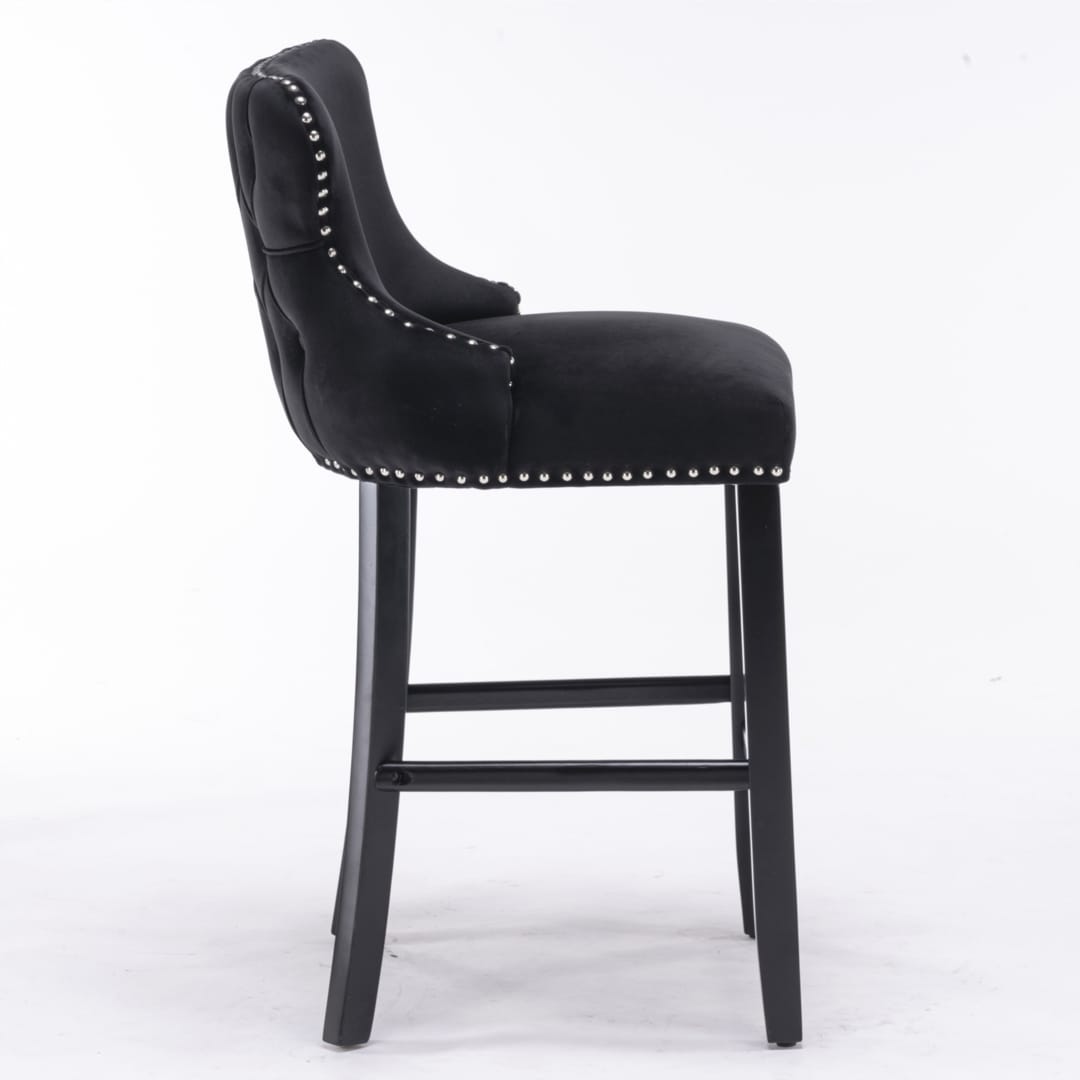 Velvet Bar Stools Black Tufted