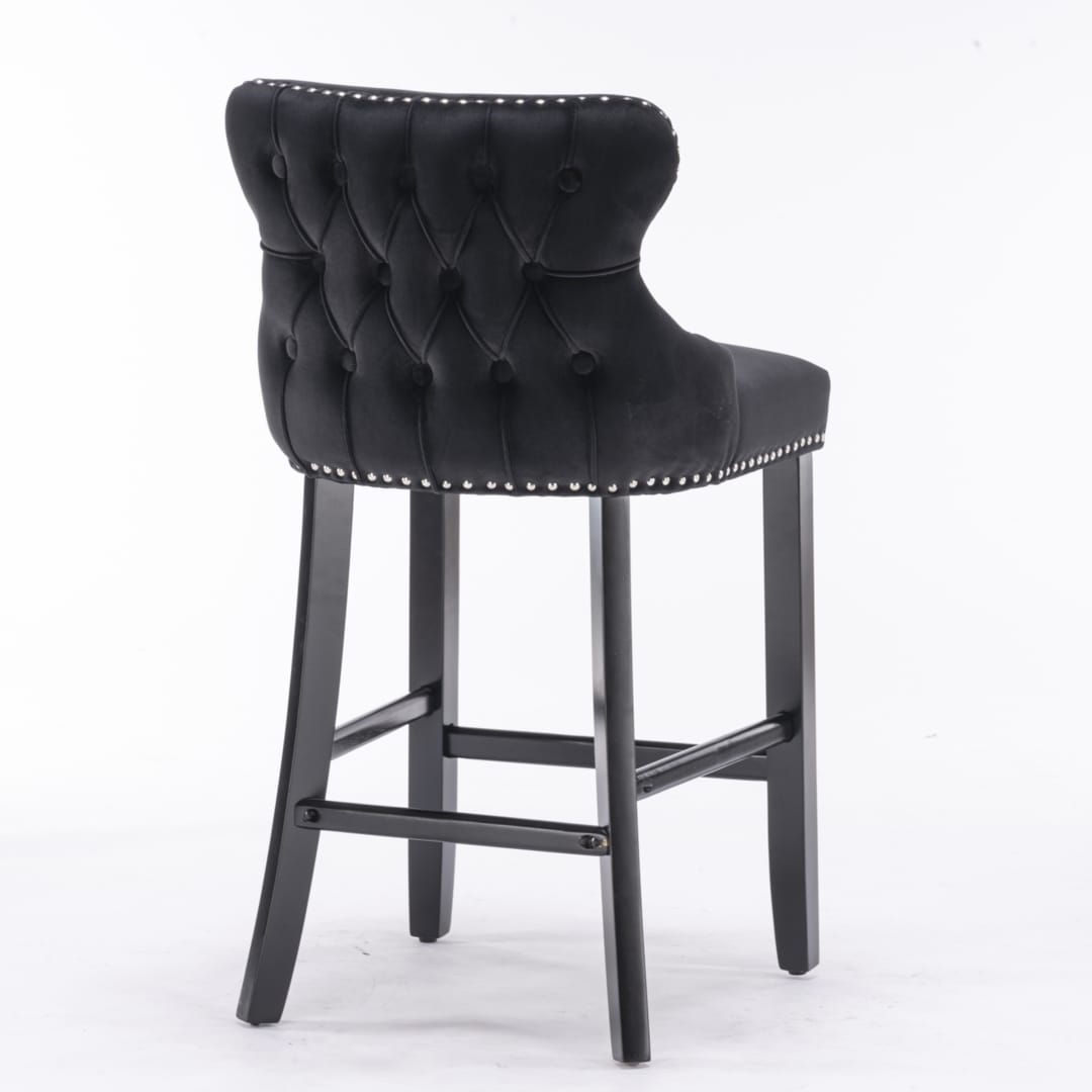 Velvet Bar Stools Black Tufted