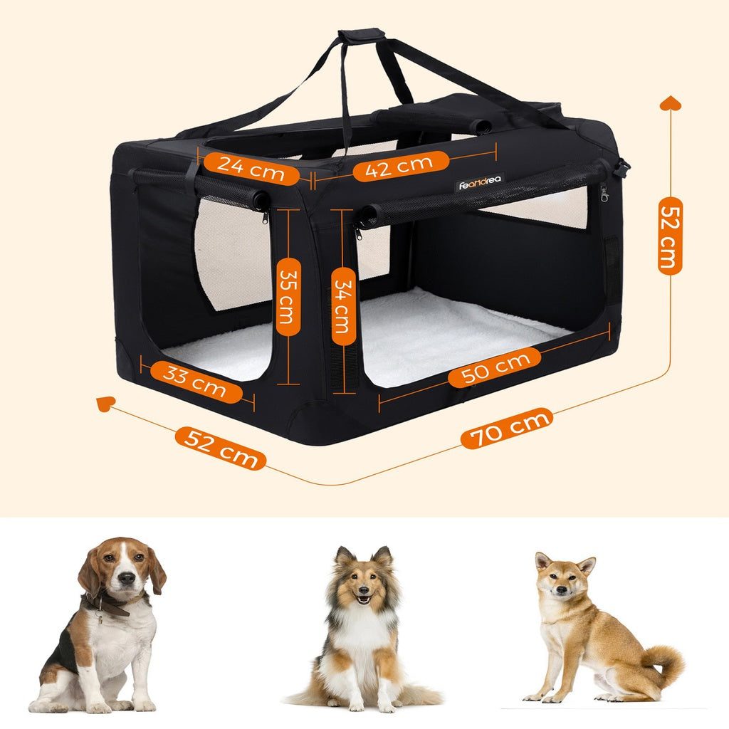 FEANDREA Dog Kennel Transport Box Folding Fabric Pet Carrier 70cm