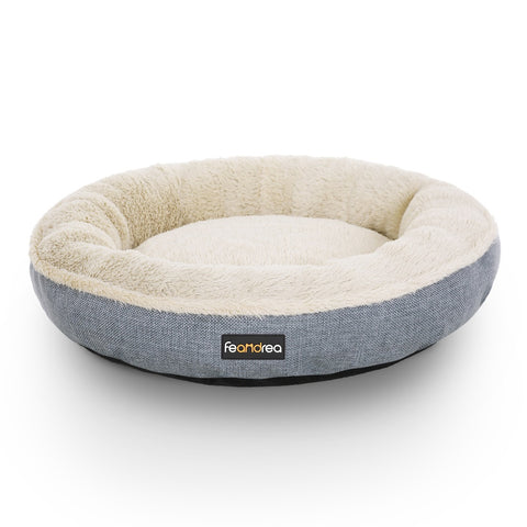 55cm Dog Sofa Bed Round Shape Fabric Grey/Light Grey