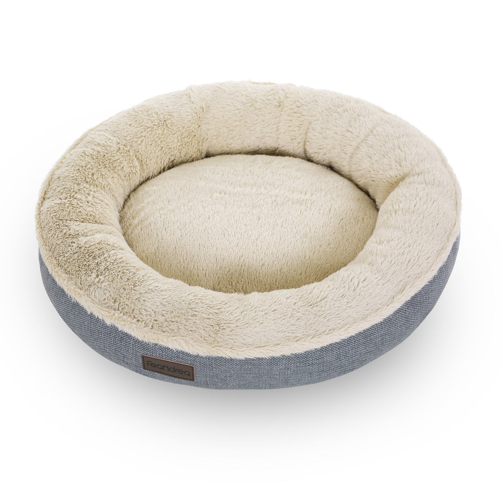 Feandrea 50Cm Dog Sofa Bed Round Shape Fabric Light Grey