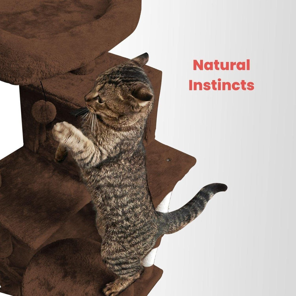 Experience Luxury and Style: Brown 118cm Plush Cat Condo Cat Tree