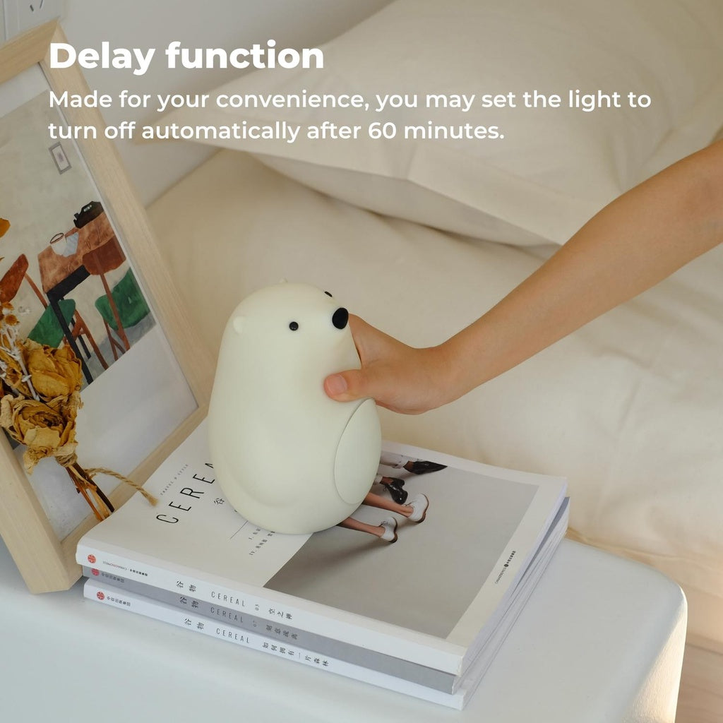 Bear Silicone Rechargeable LED Dimmable Night Light Digital Alarm Clock