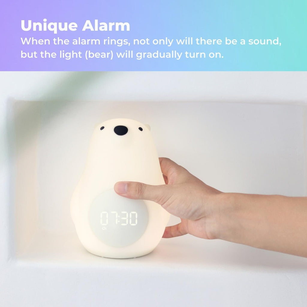 Bear Silicone Rechargeable LED Dimmable Night Light Digital Alarm Clock
