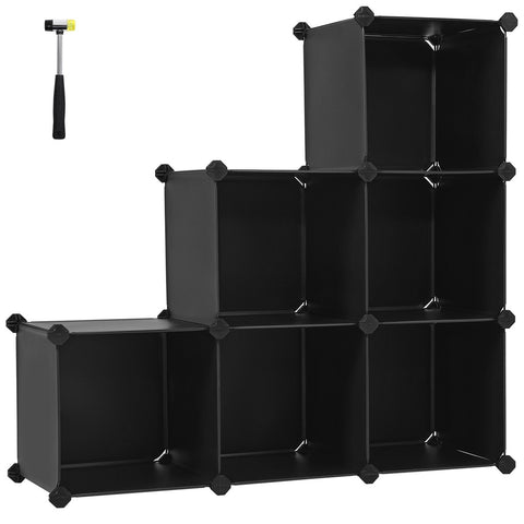 6 Cube Storage Organizer and Storage with Rubber Mallet Rustic Brown/Black