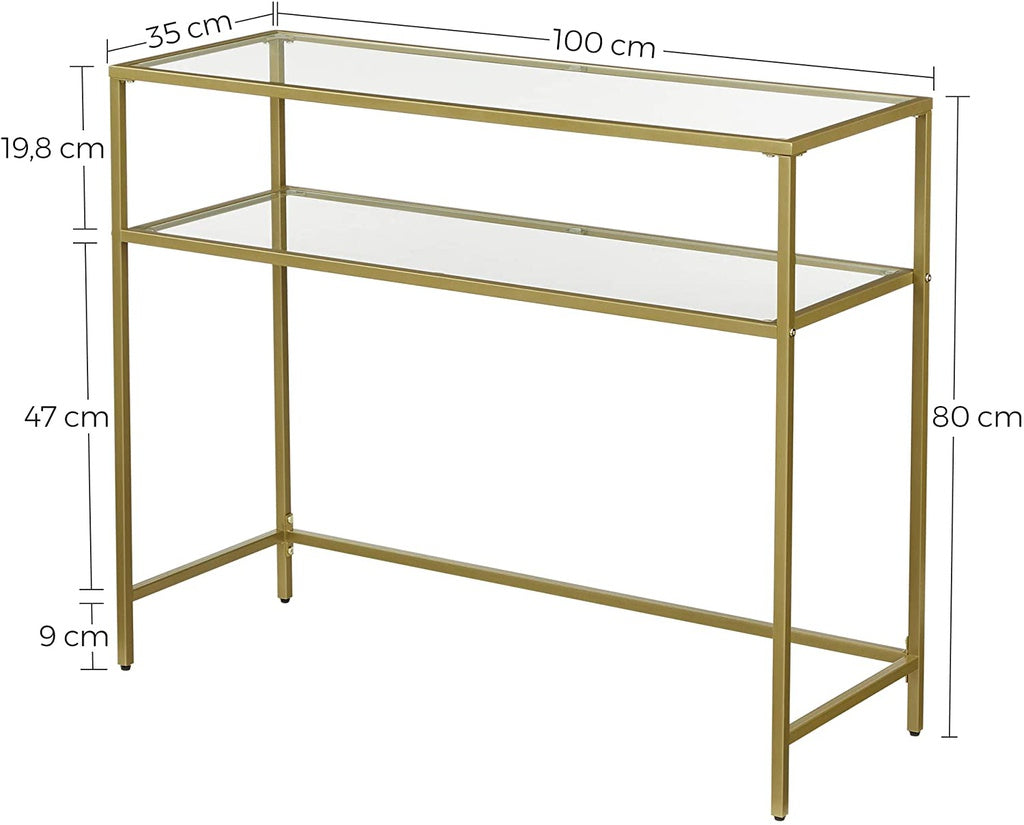 Console Table With Tempered Glass Gold Colour Lgt025A01