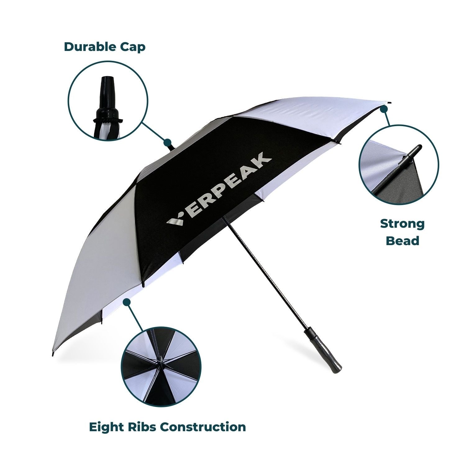 Golf Umbrella Black & White 62"