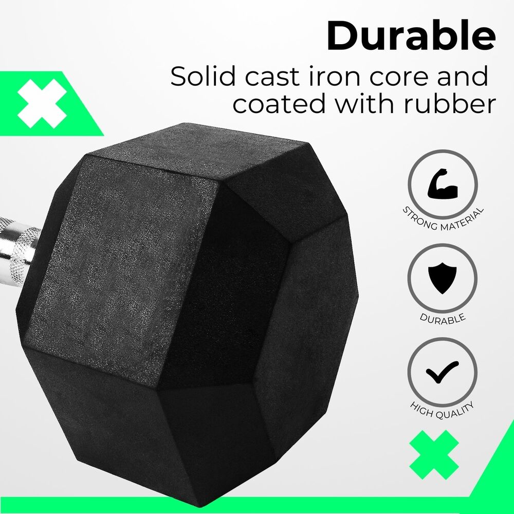 Rubber Hex Dumbbells 25kg