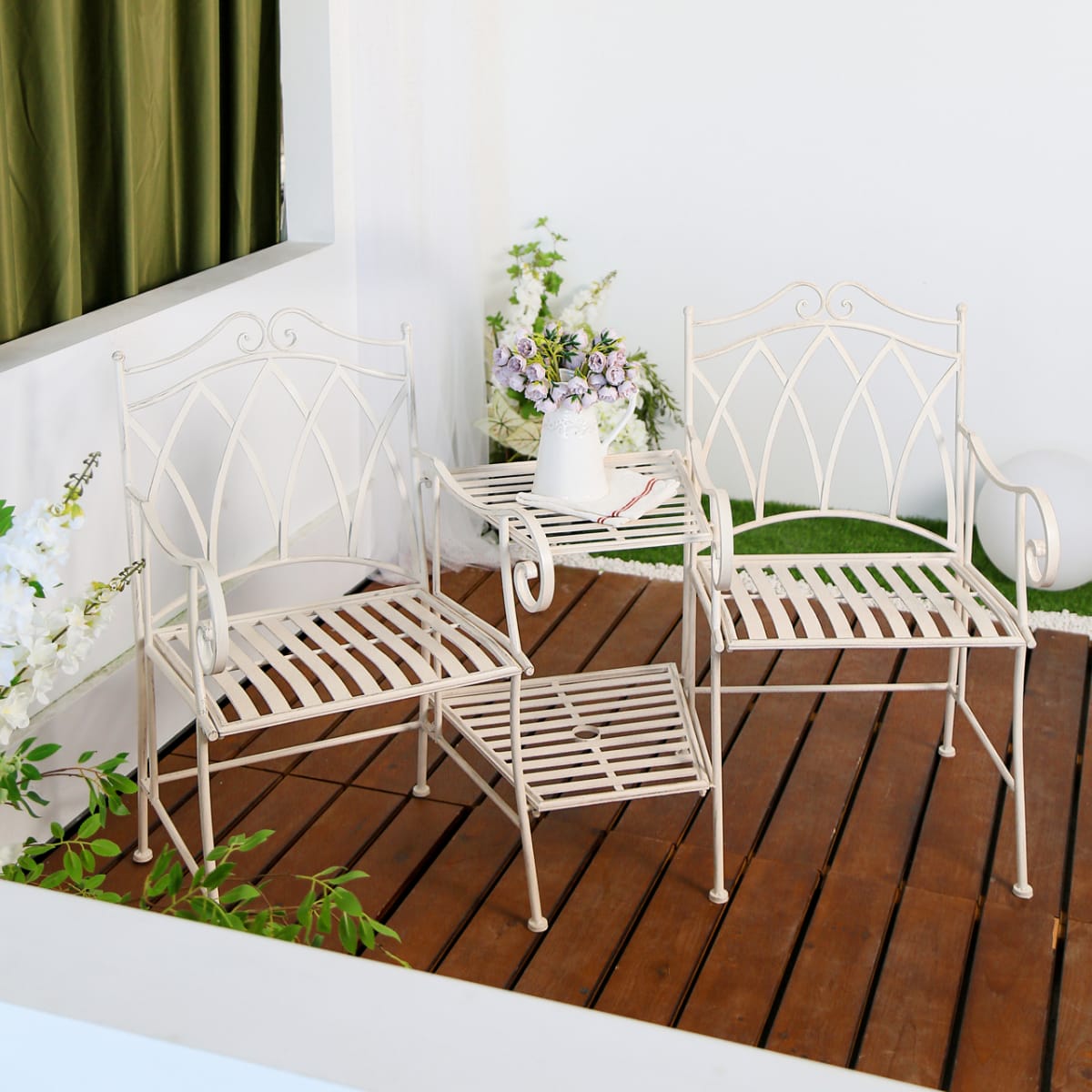 Outdoor Lounge Set White 160x67x95cm