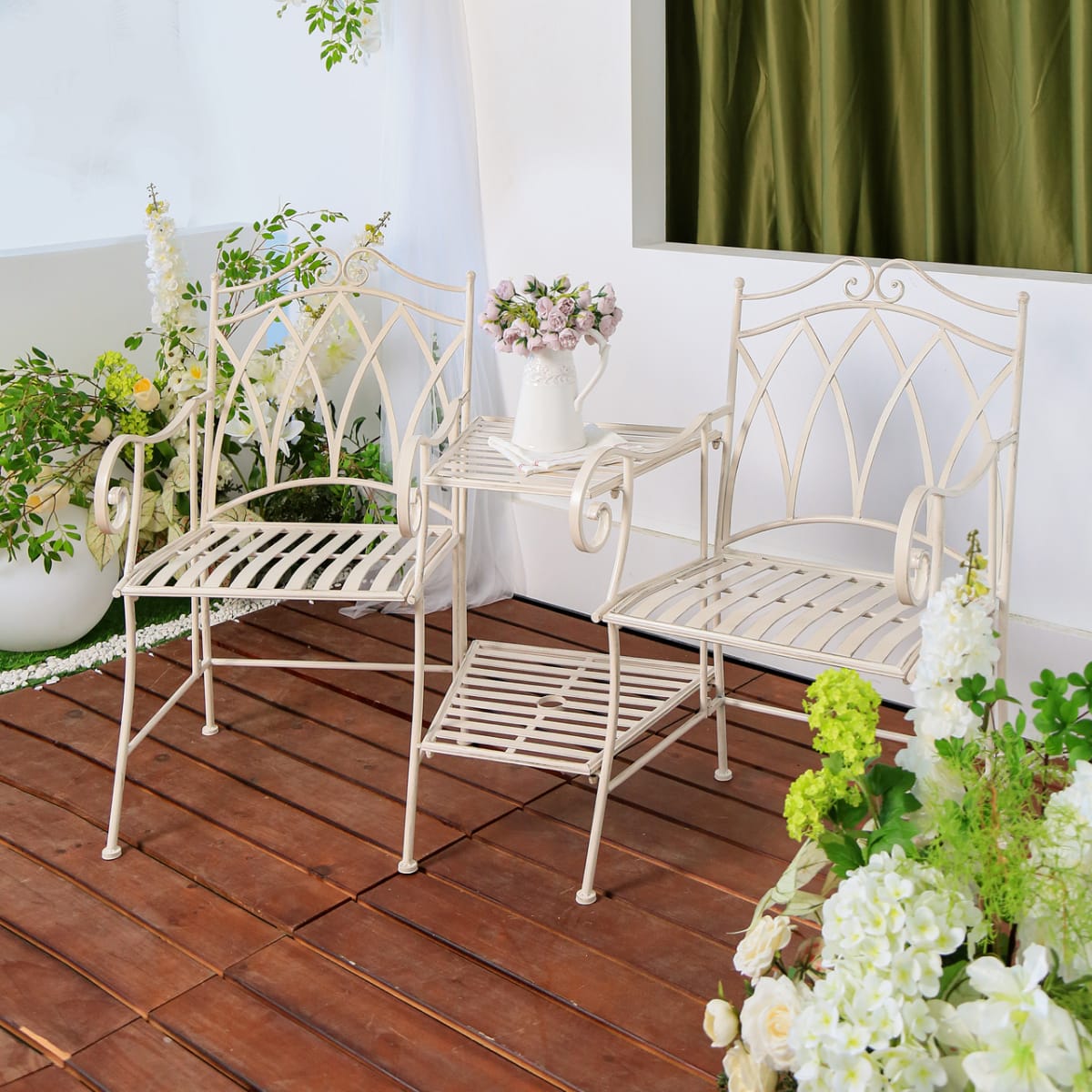 Outdoor Lounge Set White 160x67x95cm