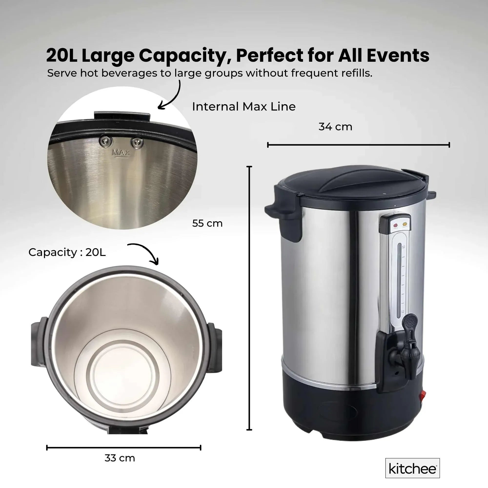 20L Electric Water Boiler - Stainless Steel Commercial Hot Liquid