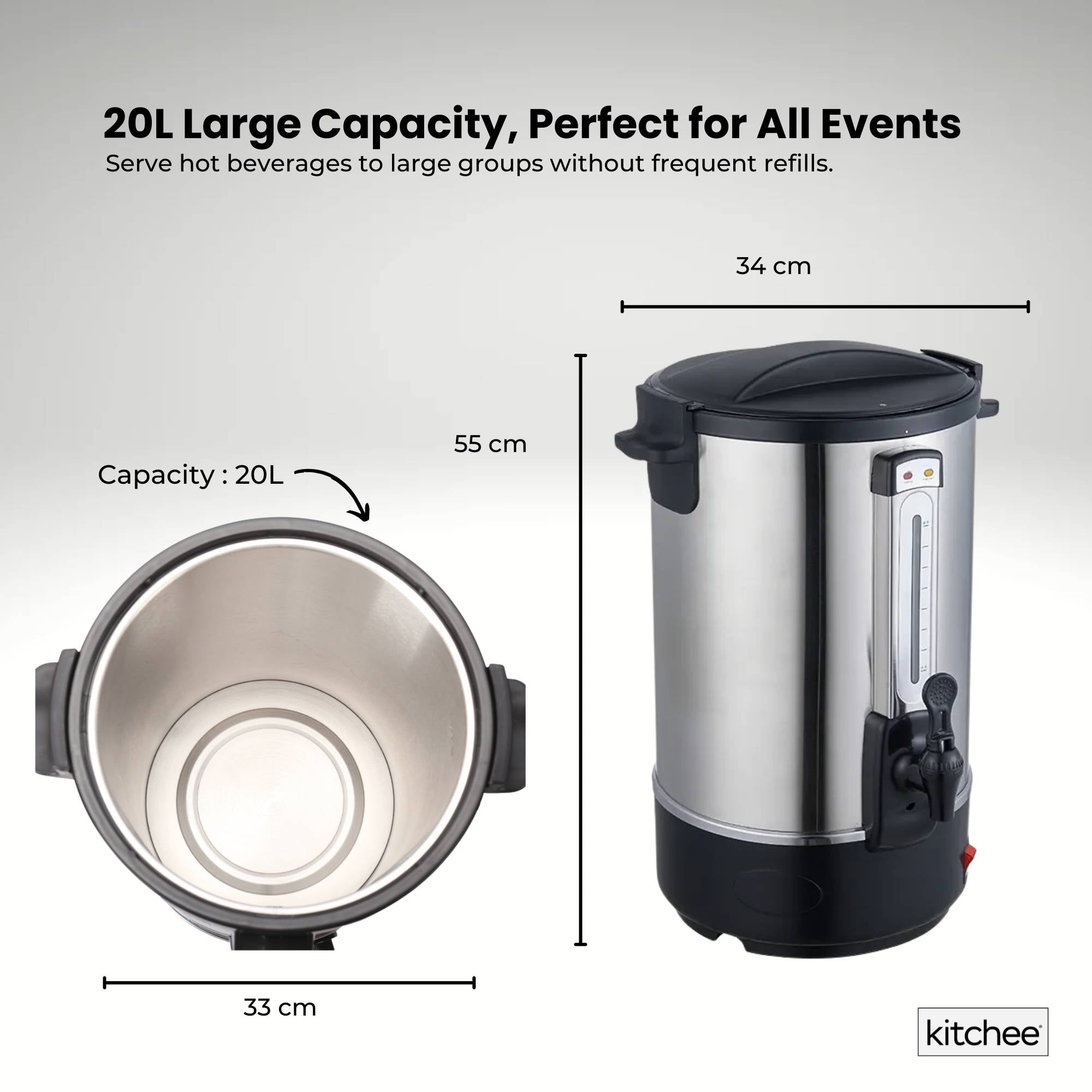 20L Electric Water Boiler - Stainless Steel Commercial Hot Liquid