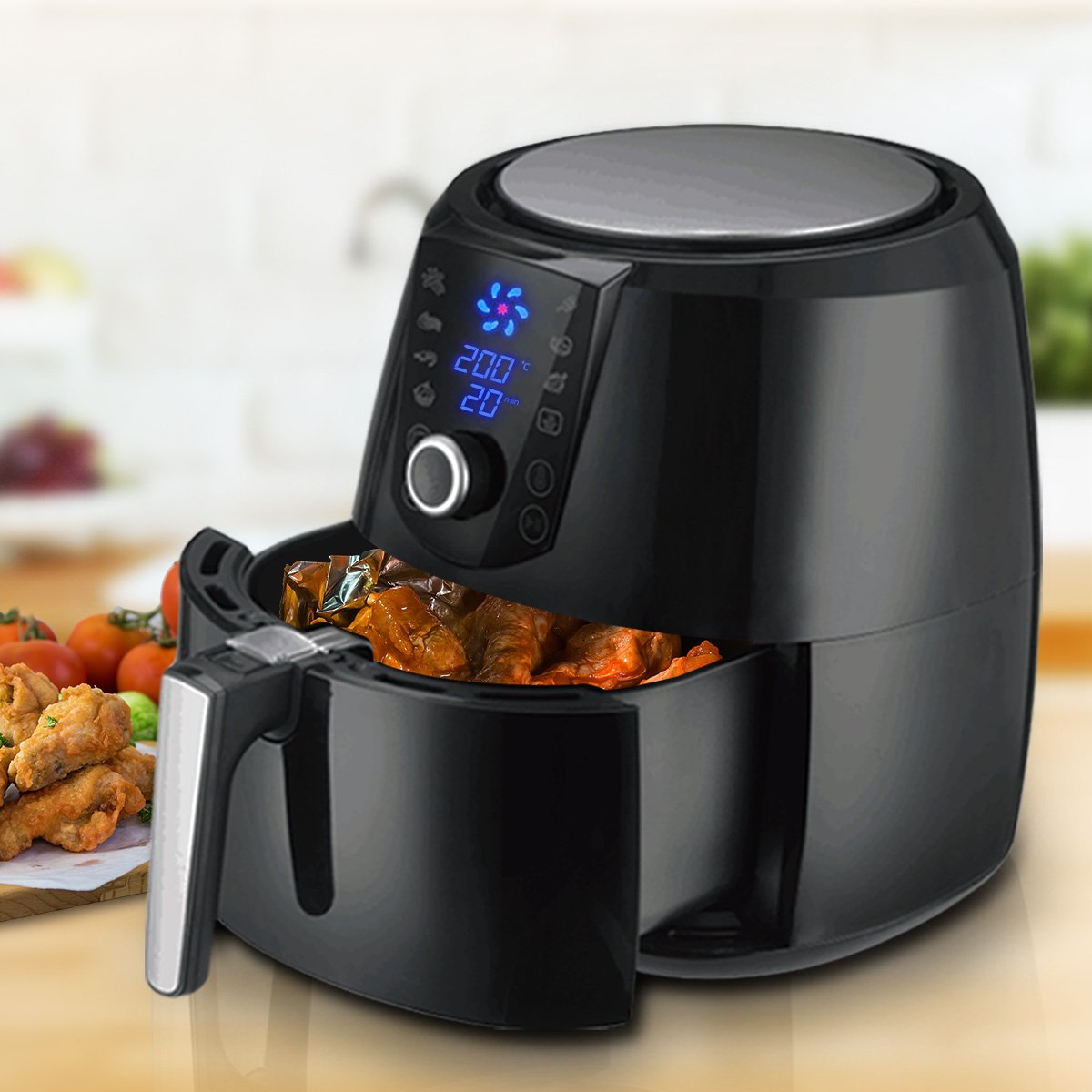 7.2l Electric Air Fryer - 1800w Healthy Cooker For Oil-free Low-fat Cooking Kitchen Bench-top Oven Oil Free Low Fat - Black