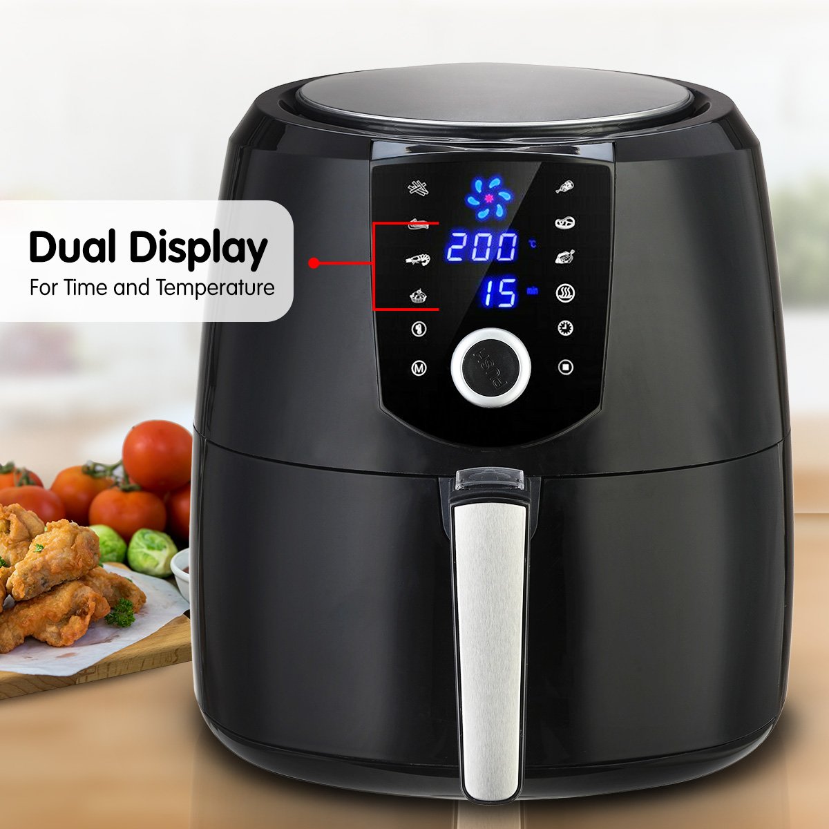 7.2l Electric Air Fryer - 1800w Healthy Cooker For Oil-free Low-fat Cooking Kitchen Bench-top Oven Oil Free Low Fat - Black