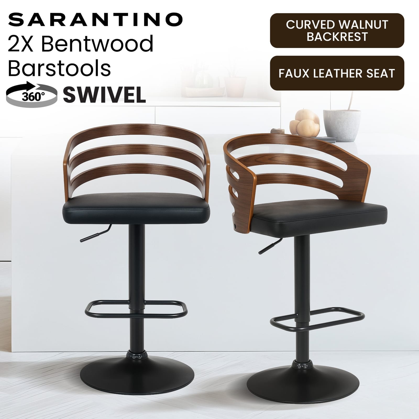 Bar Stool Adjustable Height Swivel 46x48x85cm