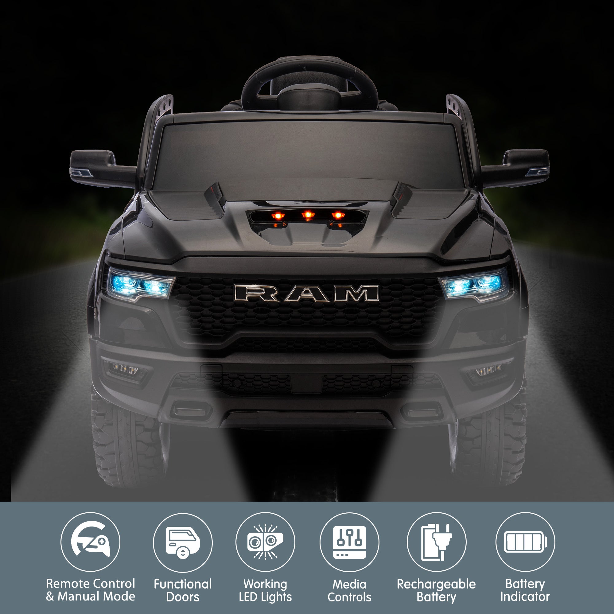 Ram 1500 Rho Kids Electric Ride On Car With Remote Control King Size