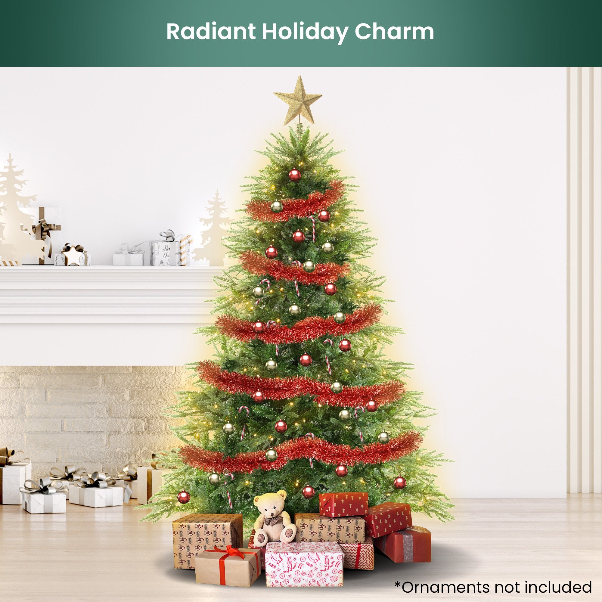 1.2M/1.8M Prelit Everglow Fir Christmas Tree With 150 Led Lights