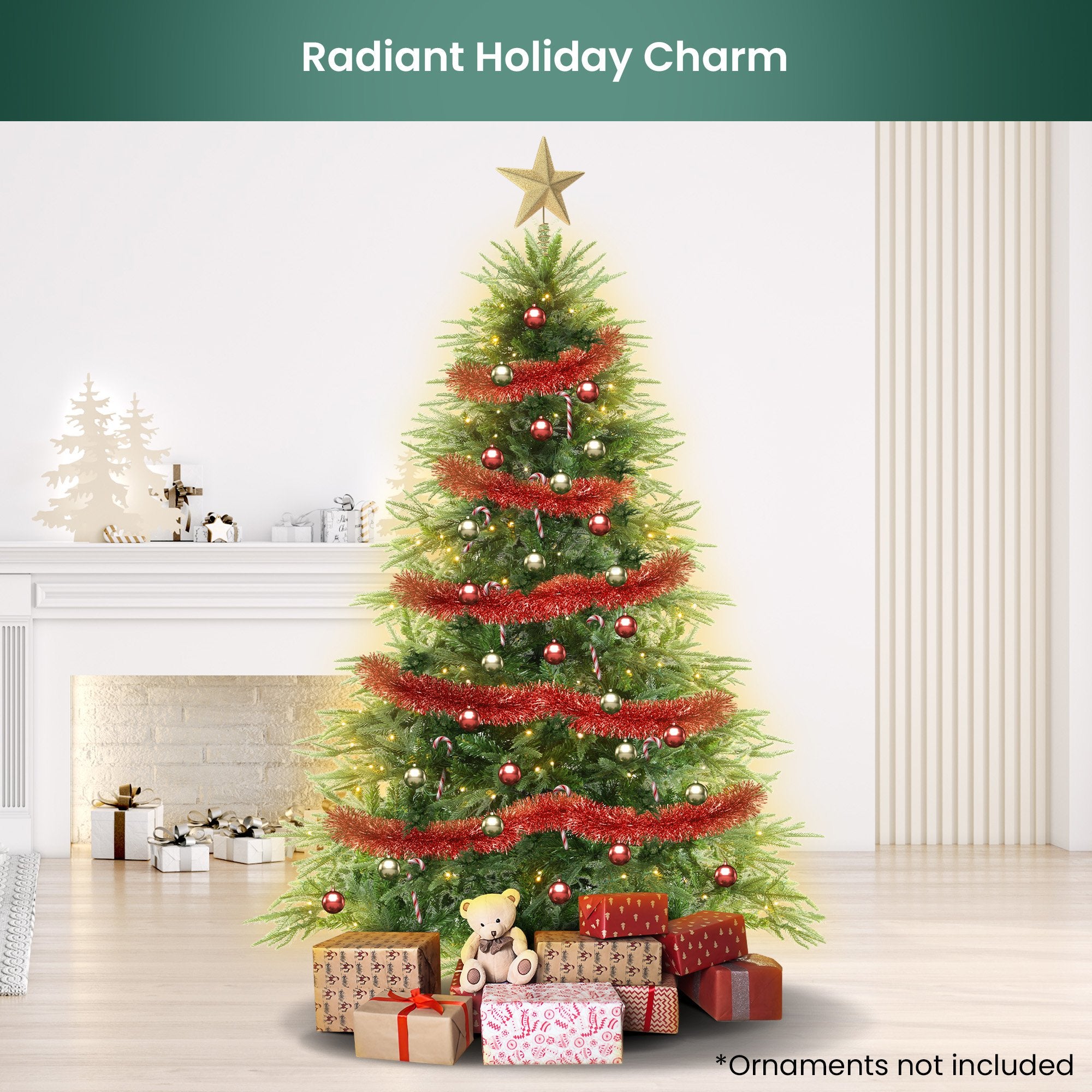 1.2M/1.8M Prelit Everglow Fir Christmas Tree With 150 Led Lights