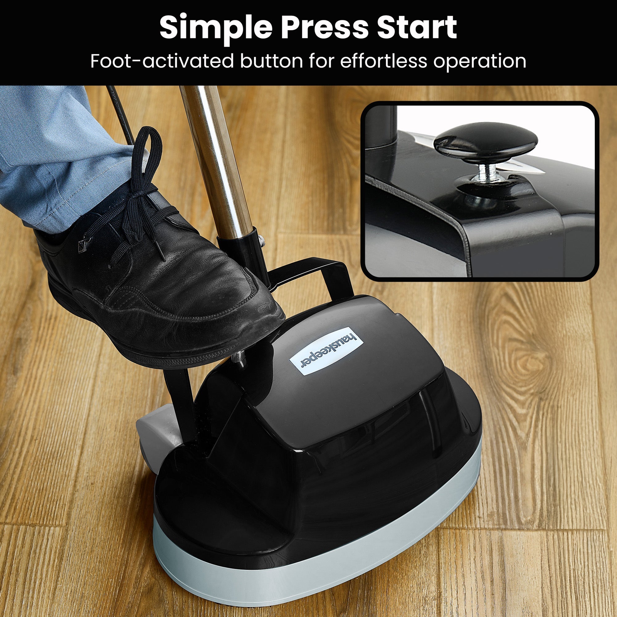 Hauskeeper Gen2 5-In-1 Black Electric Floor Polisher Hard Waxer, Vacuums
