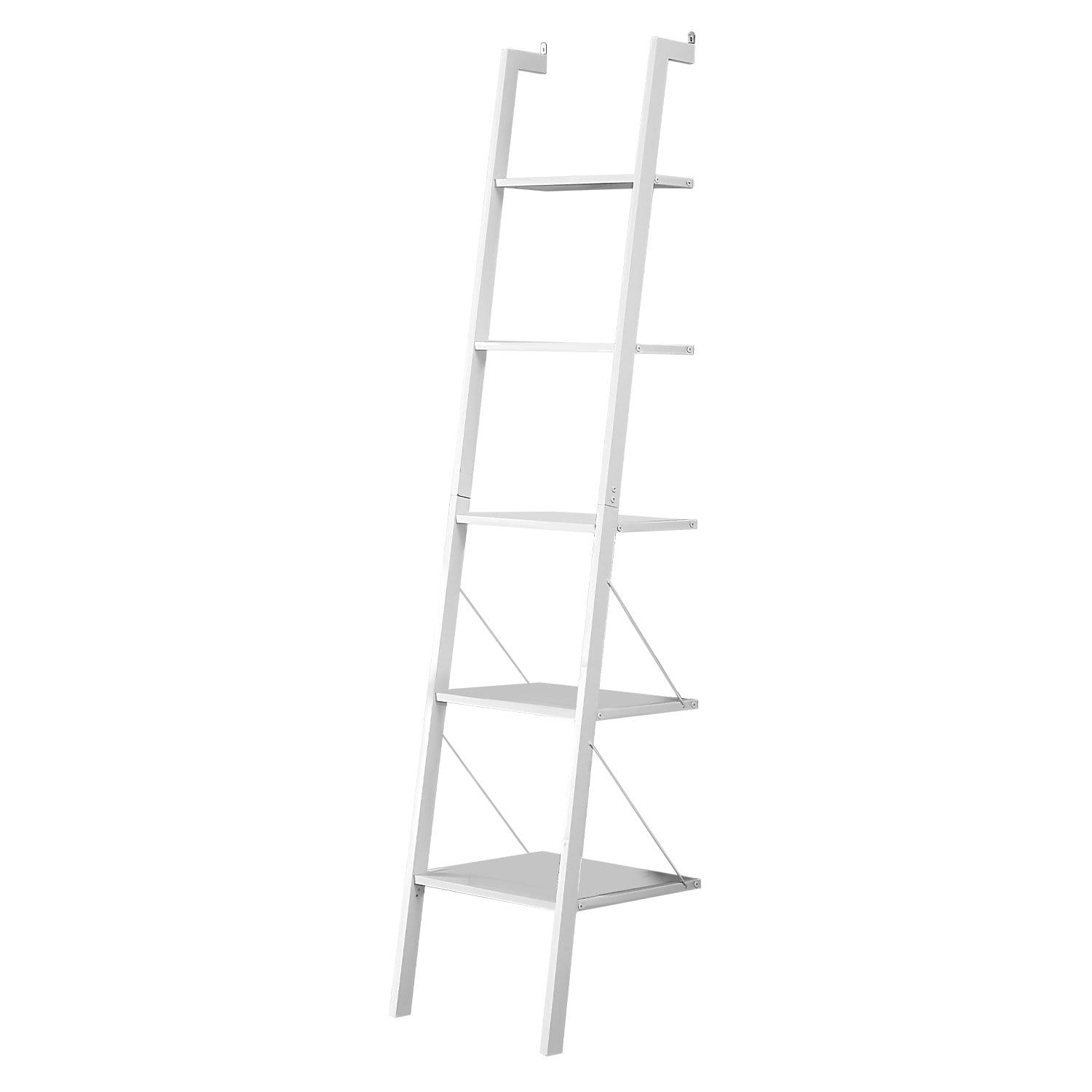 5 Tier White Ladder Shelf 45x45x190cm