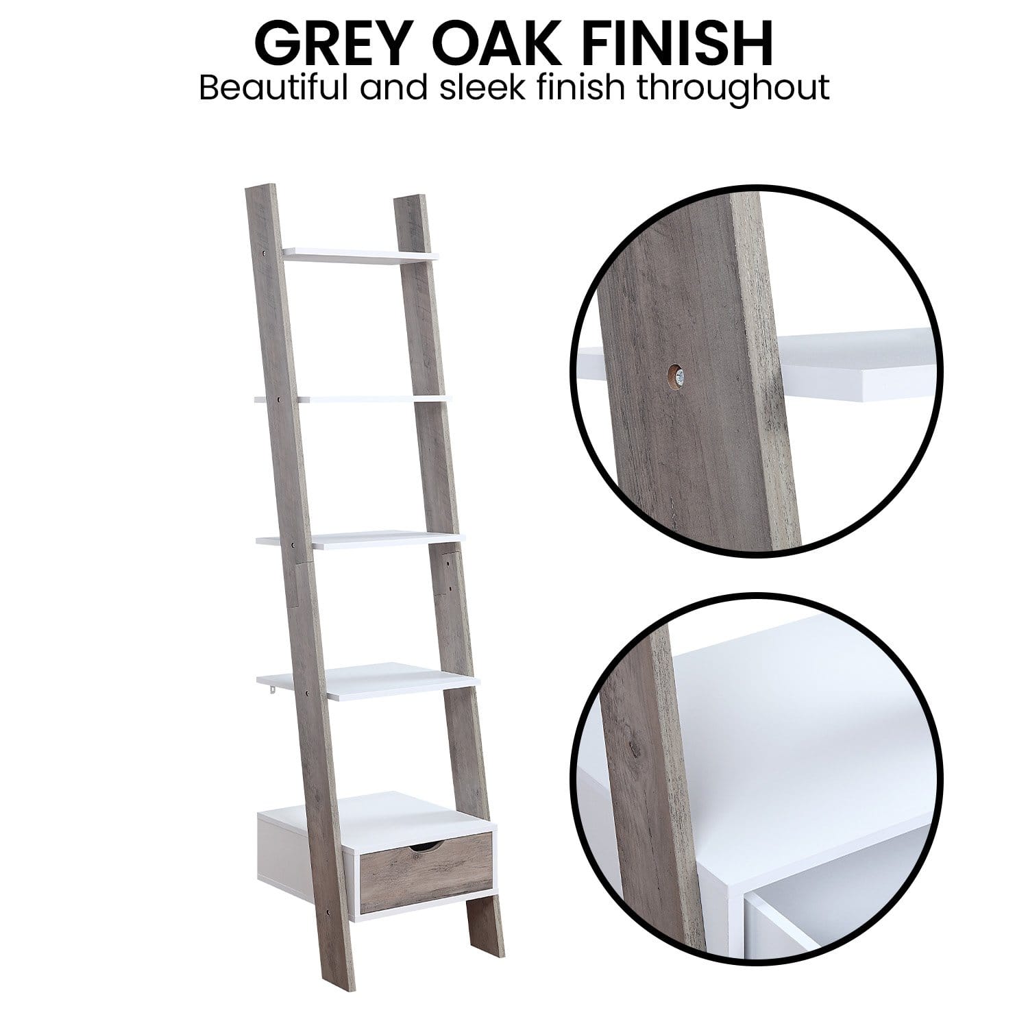Ladder Shelf 5 Tier White 40x60x180cm