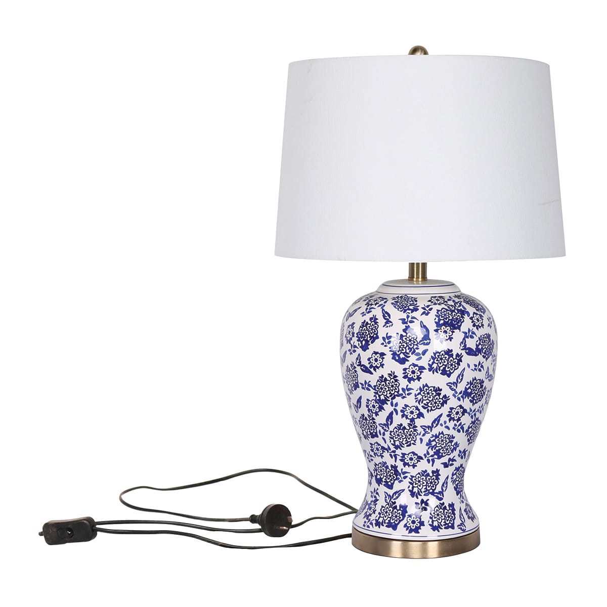 Ceramic Table Lamp White Cotton Shade 35.5x35.5x66cm