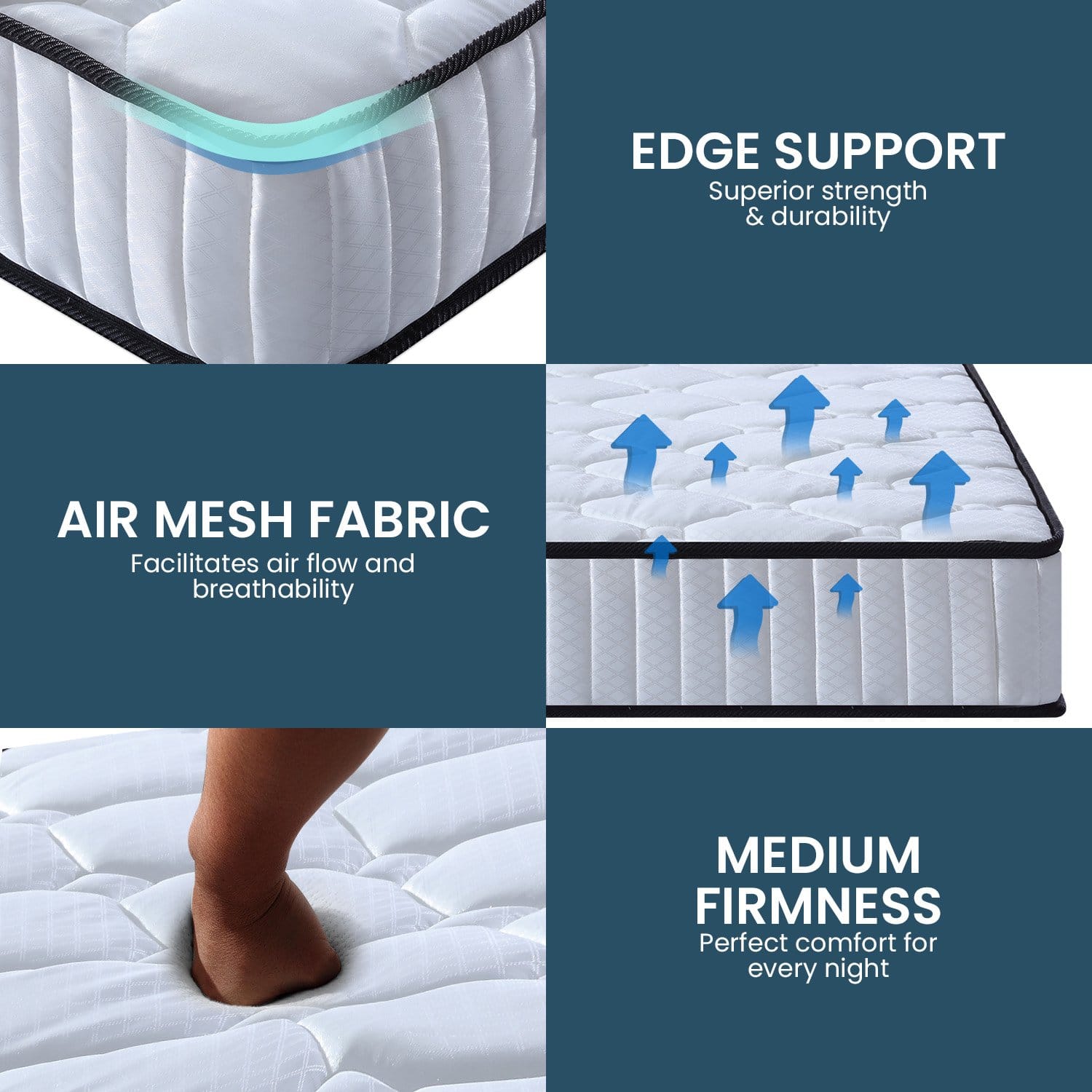 King Single Mattress Pocket Spring 203x107x21cm