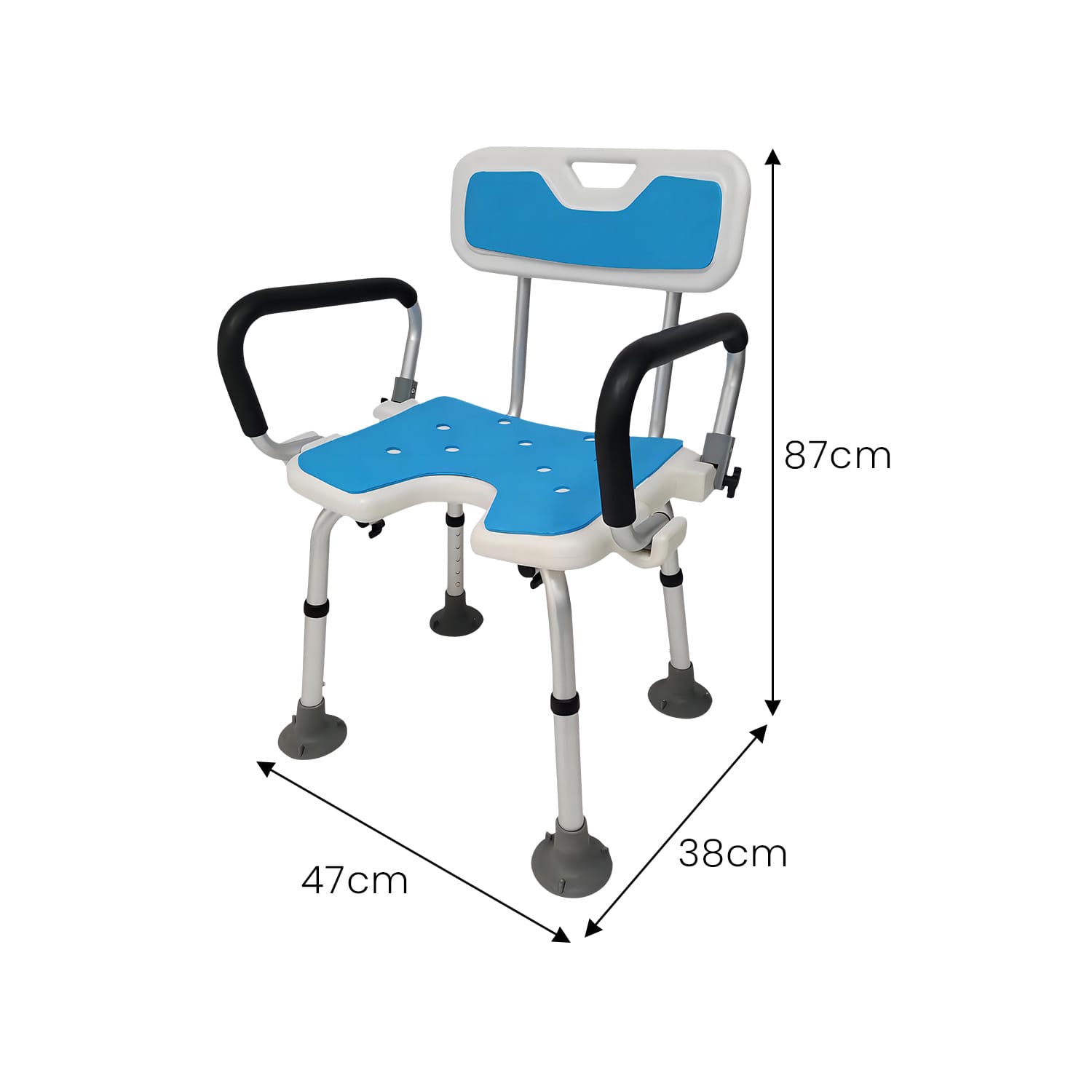 Shower Chair Adjustable Height 47x38x87cm