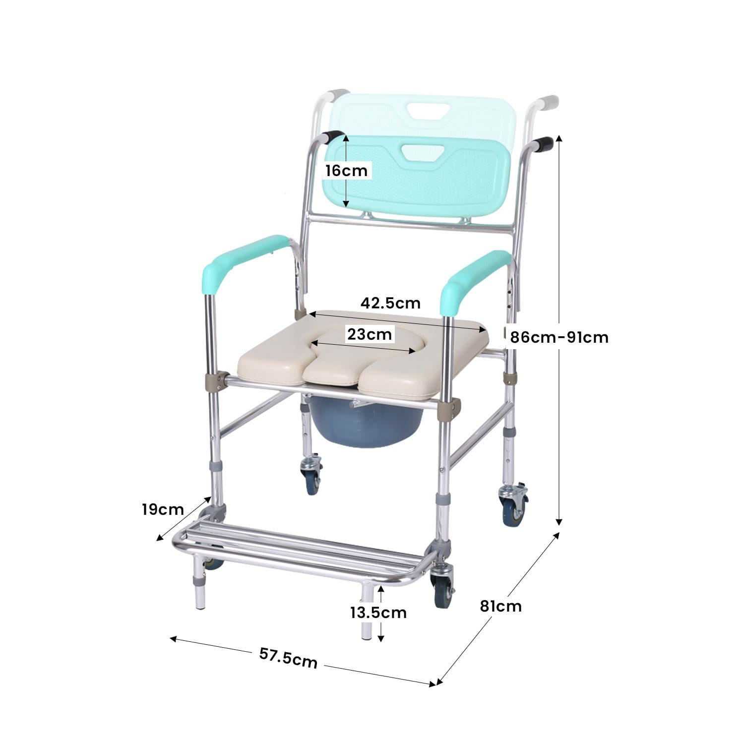 Commode Chair With Footrest 81x57.5x92cm