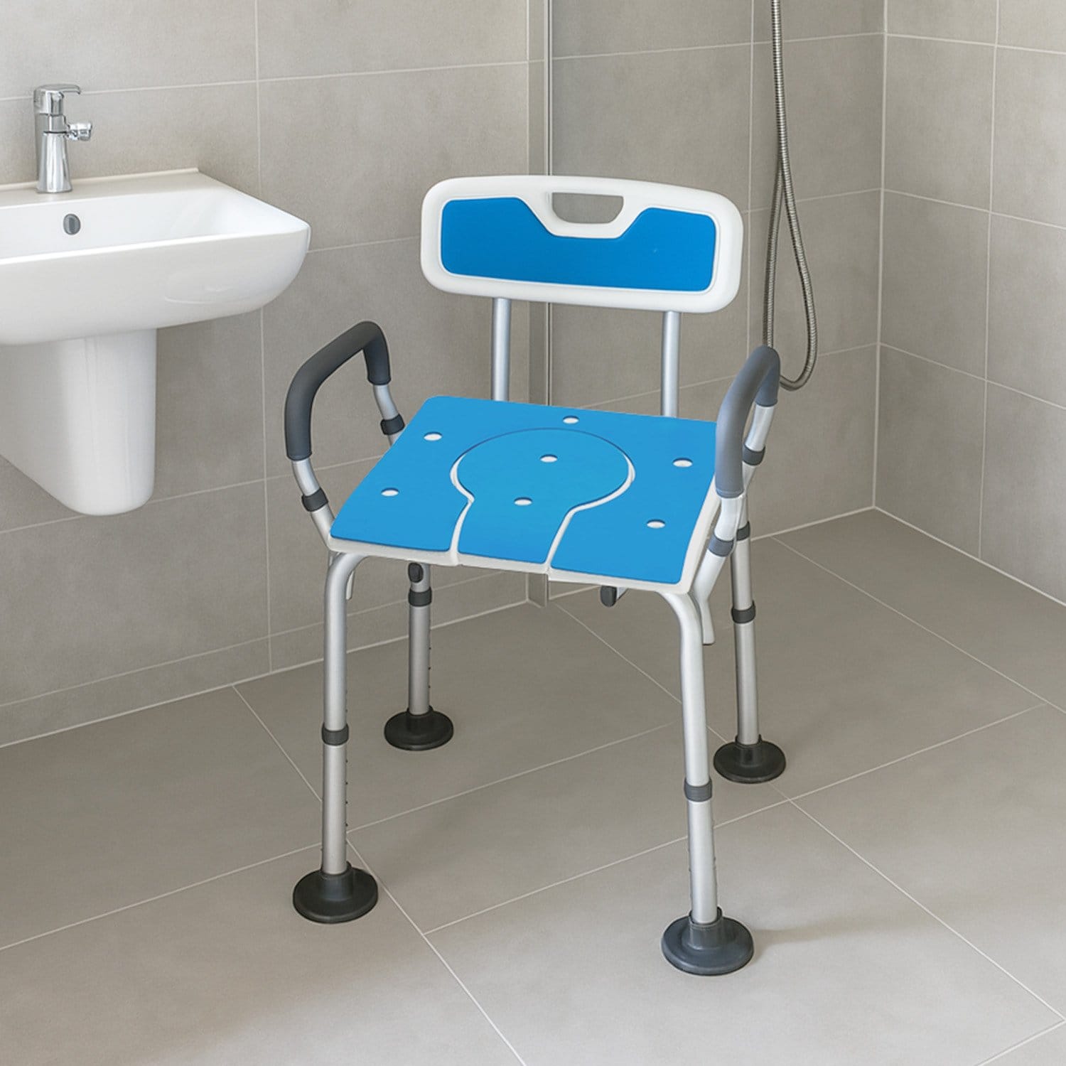 Shower Chair Adjustable Aluminium 58x40x74cm