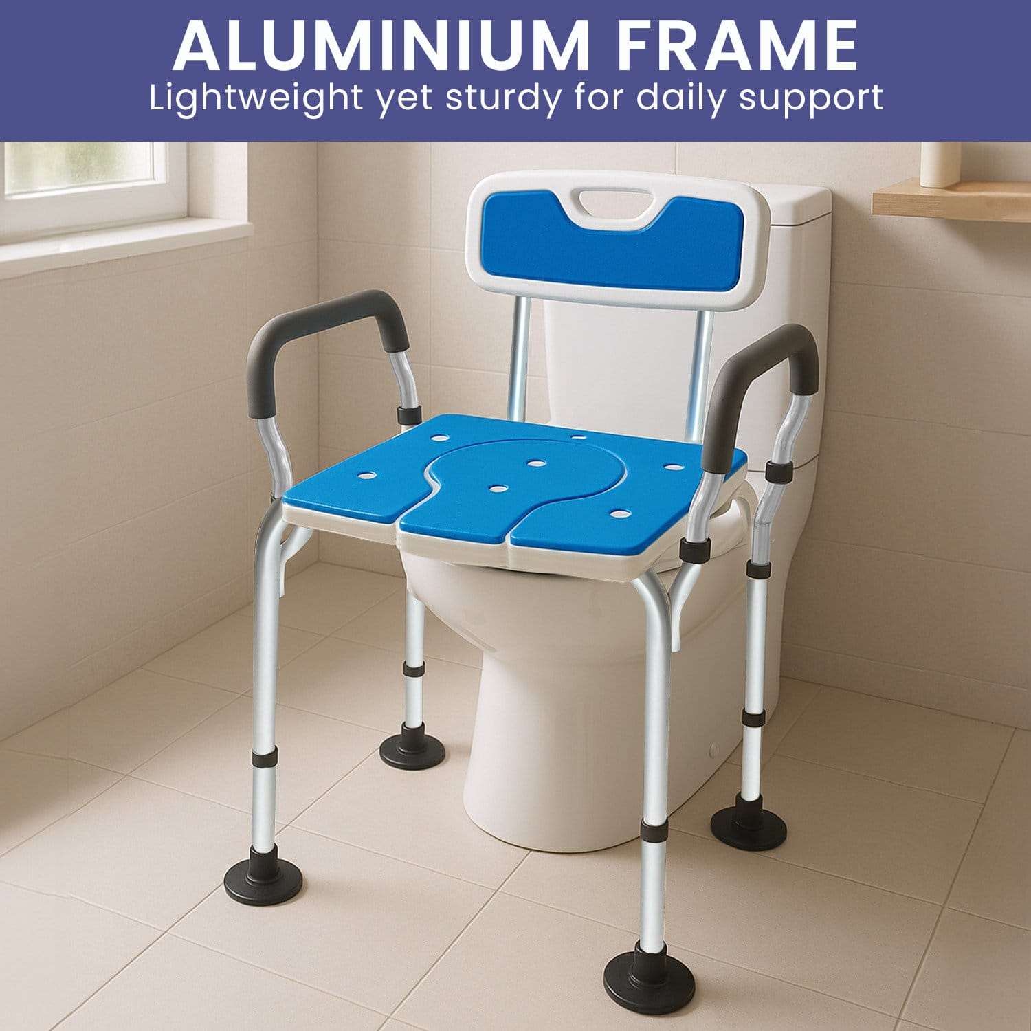 Shower Chair Adjustable Aluminium 58x40x74cm