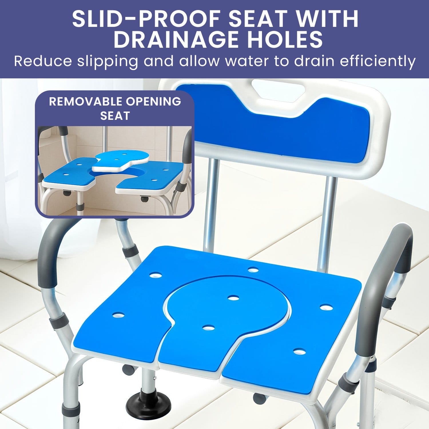 Shower Chair Adjustable Aluminium 58x40x74cm