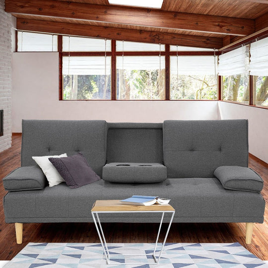 Grey Fabric Sofa Bed Lounge 185x90x82cm