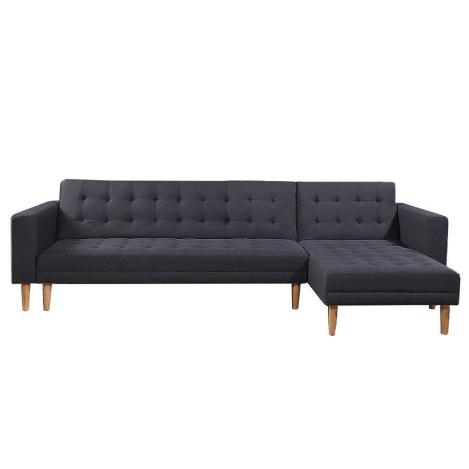 Corner Sofa Bed Dark Grey Fabric 187x95x79cm