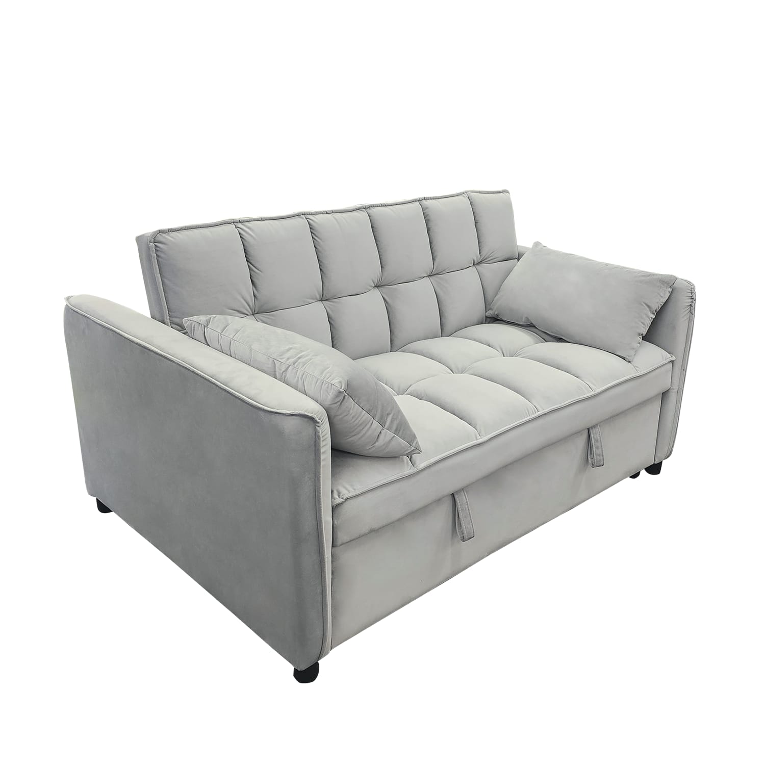 Grey sofa bed 135x95x76cm, side view