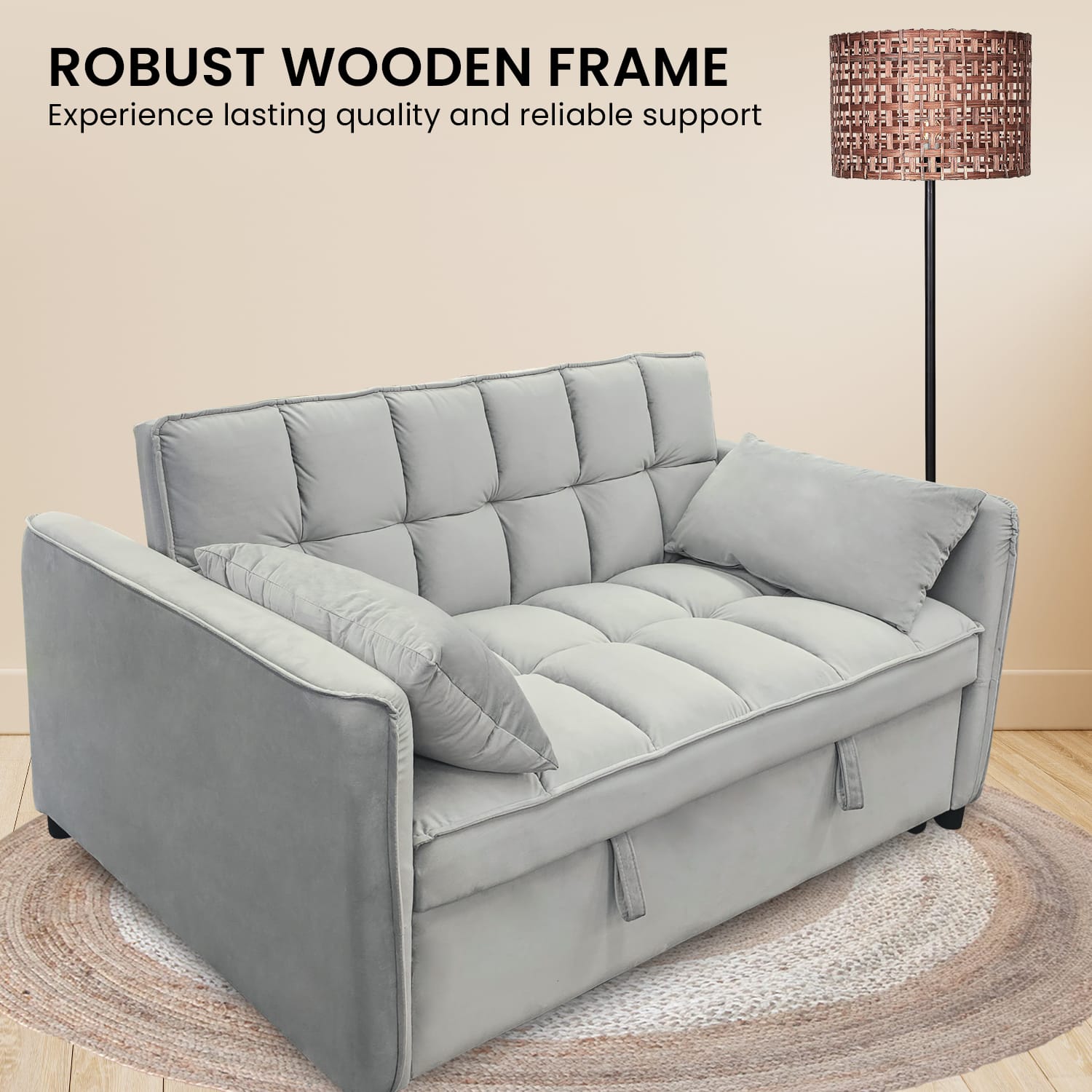 Grey sofa bed 135x95x76cm, view 9