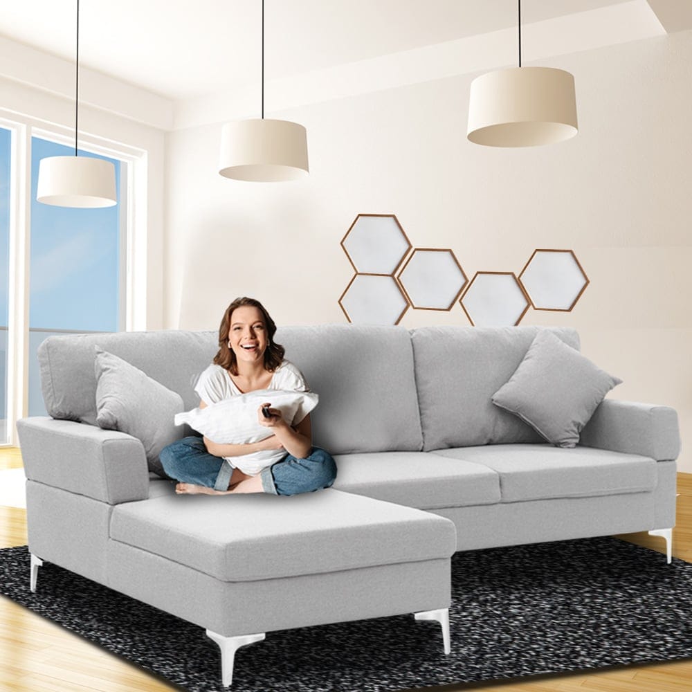 L Shape Sofa Light Grey