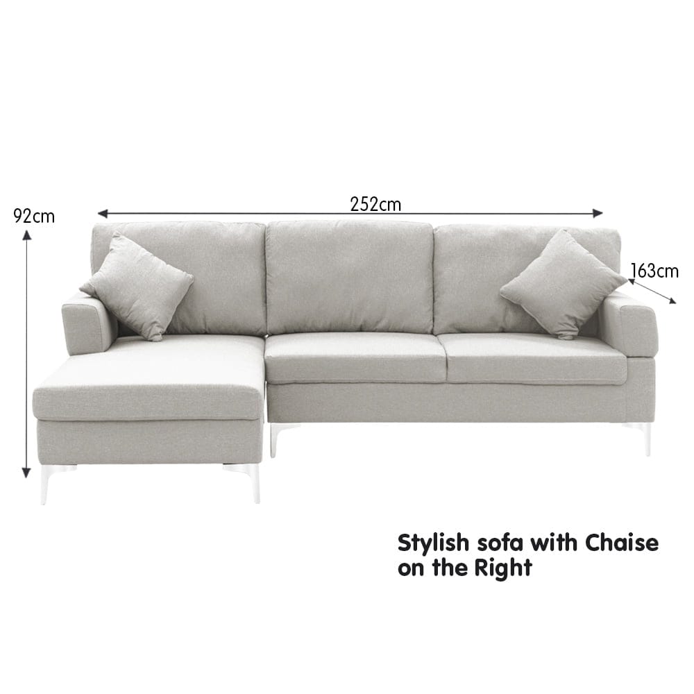 L Shape Sofa Light Grey