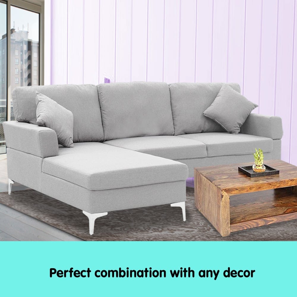 L Shape Sofa Light Grey