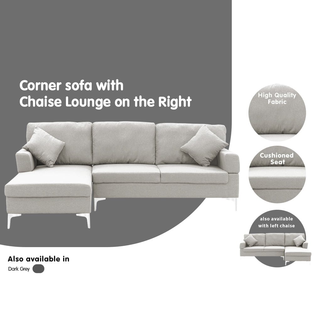 L Shape Sofa Light Grey