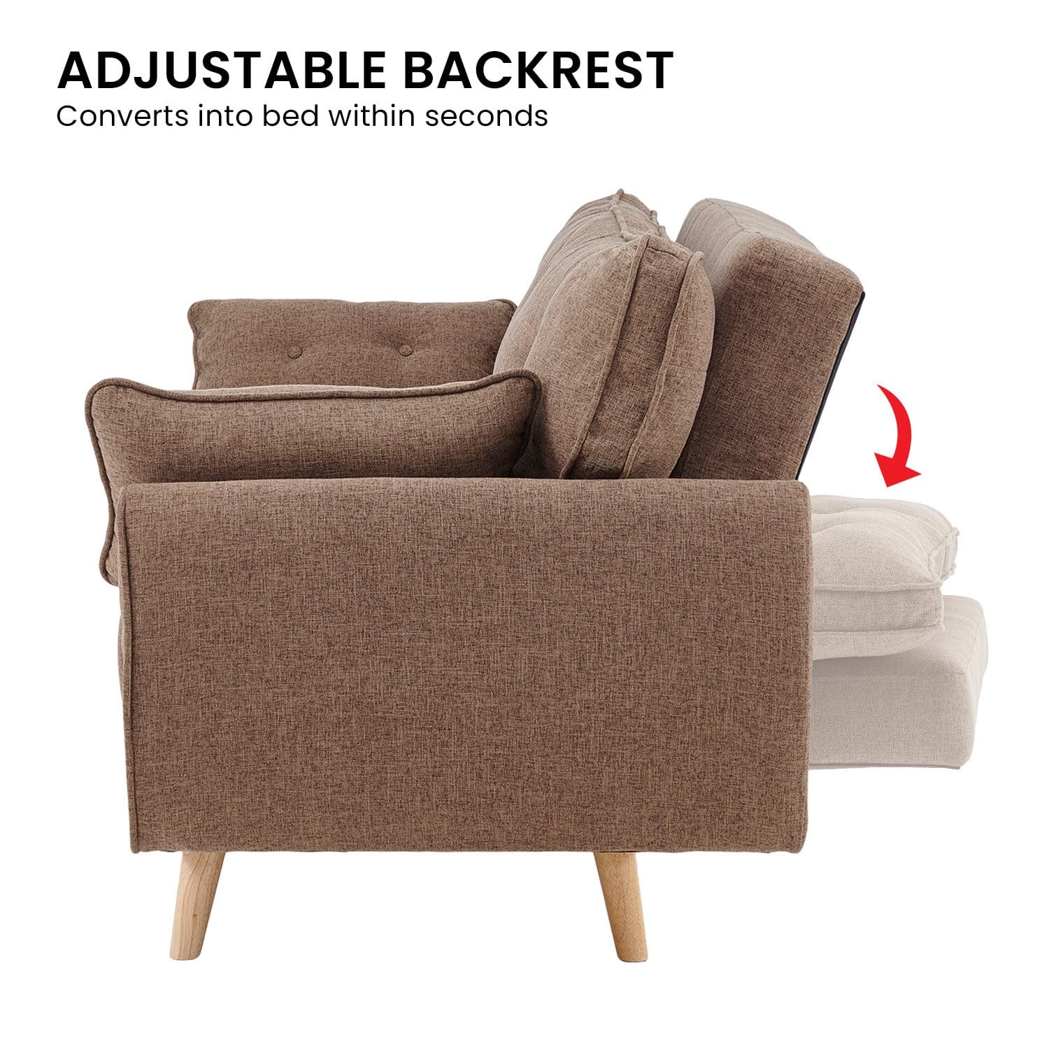 Modular Fabric Sofa Bed Brown