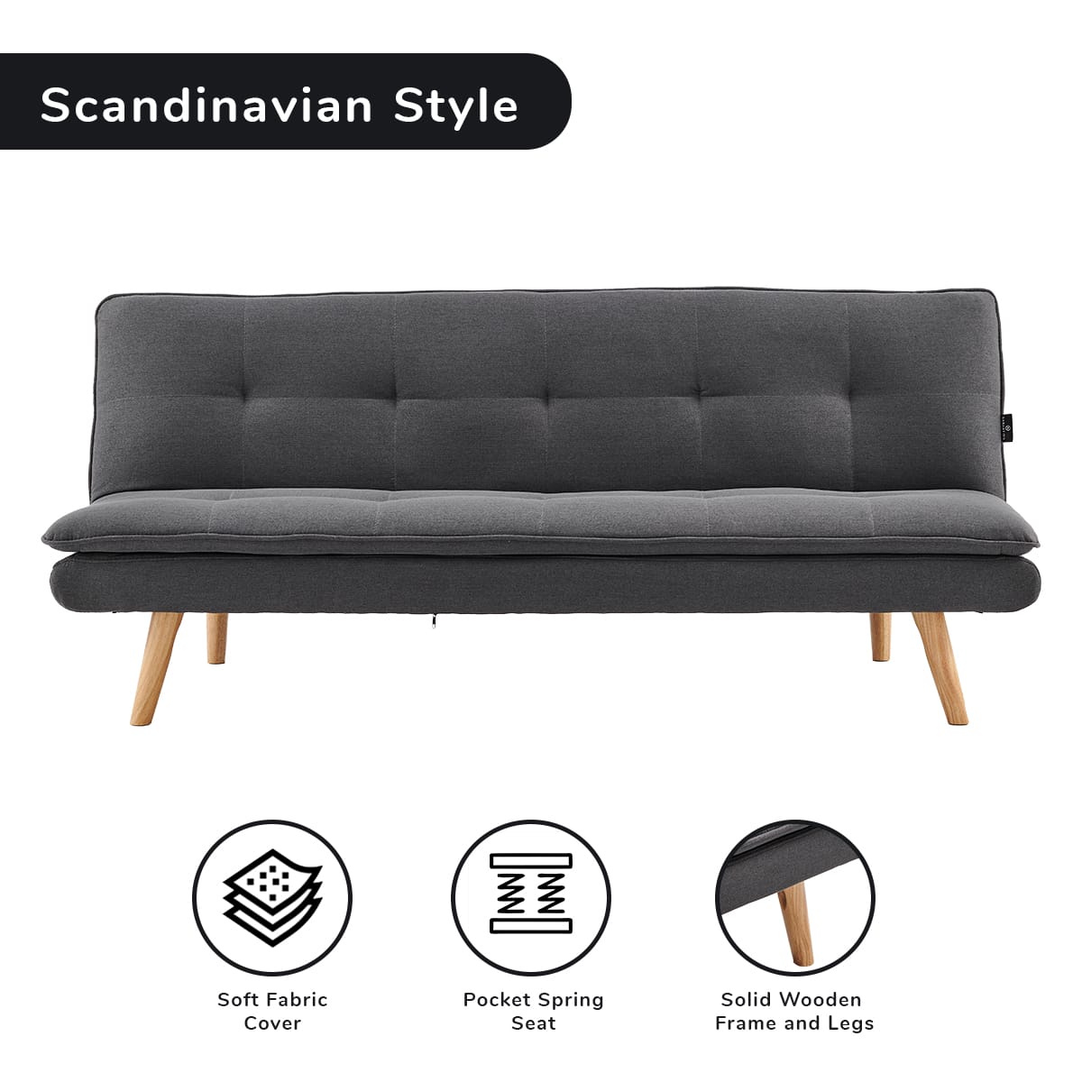 Grey Linen Sofa Bed Lounge 180x80x70cm