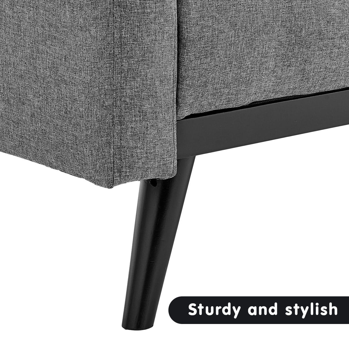 Grey Fabric 3-Seater Sofa Bed