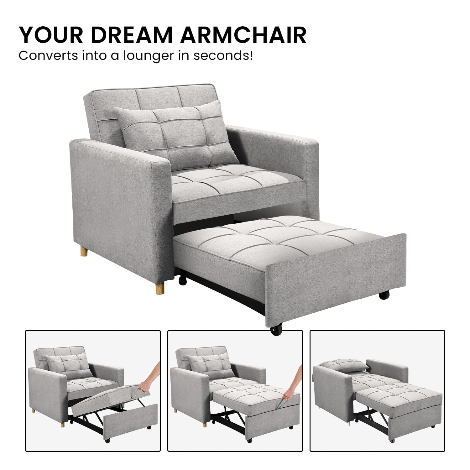 Grey sofa 101x98x88cm, view 11