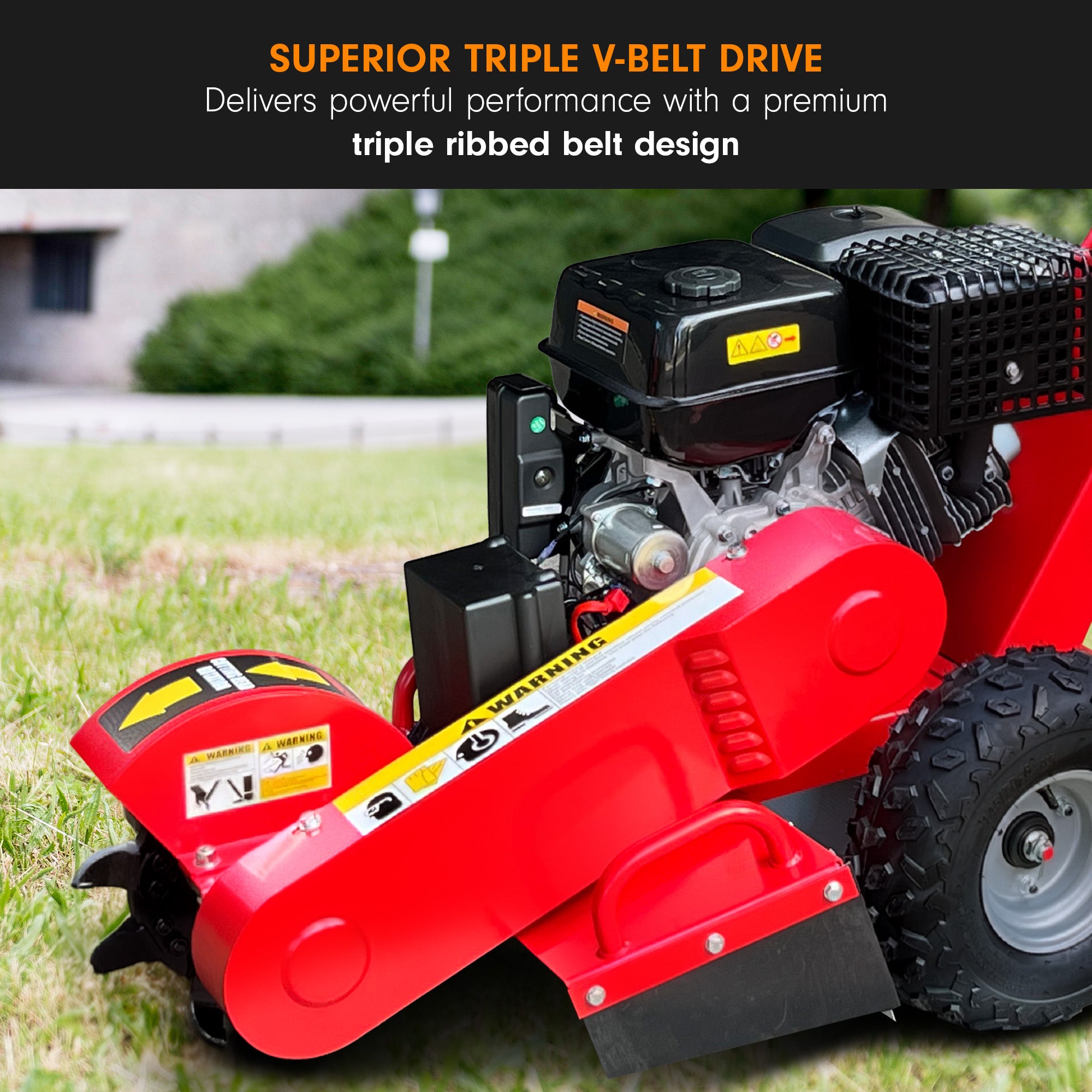 18HP 457cc Petrol Stump Grinder Key Start Tungsten Teeth Heavy Duty Machine